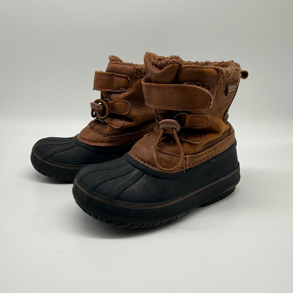 London Fog Oxford Winter Boots Little Kid Size 9 Brown Black Faux Fur Duck Boots